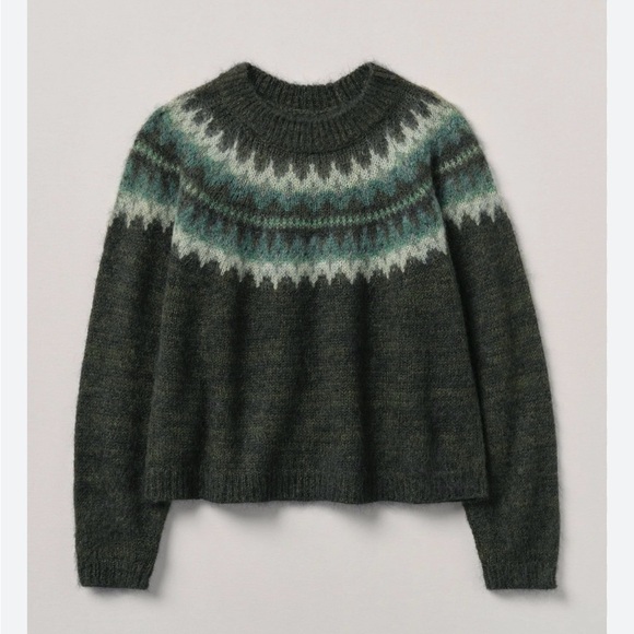 TOAST Fairisle Green Yoke Patterned Sweater